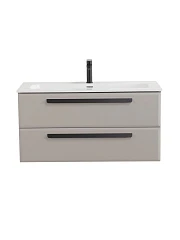 Тумба с раковиной Cezares Эко-Кер-Н/Eco-Cer-N 100 серо-бежевая матовая (раковина CZR-8073-100, ручки черные)