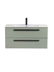 Тумба с раковиной Cezares Эко-Кер-Н/Eco-Cer-N 100 светло-зеленая матовая (раковина CZR-8095-100, ручки черные)