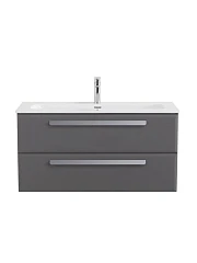 Тумба с раковиной Cezares Эко-Кер-Н/Eco-Cer-N 100 темно-серая матовая (раковина CZR-8073-100, ручки серые)