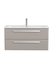 Тумба с раковиной Cezares Эко-Кер-Н/Eco-Cer-N 100 серо-бежевая матовая (раковина CZR-8073-100, ручки сатин)