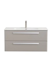 Тумба с раковиной Cezares Эко-Кер-Н/Eco-Cer-N 100 серо-бежевая матовая (раковина CZR-8095-100, ручки сатин)