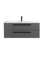 Тумба с раковиной Cezares Эко-Кер-Н/Eco-Cer-N 120 темно-серая матовая (раковина CZR-8095-120, ручки черные)