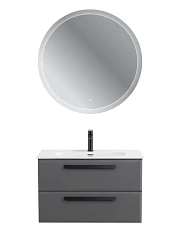 Комплект мебели Cezares Эко-Кер-Н/Eco-Cer-N 80 темно-серый матовый (раковина CZR-8095-80, ручки черные)