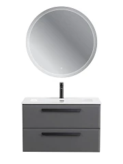 Комплект мебели Cezares Эко-Кер-Н/Eco-Cer-N 80 темно-серый матовый (раковина CZR-8073-80, ручки черные)