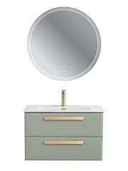 Комплект мебели Cezares Эко-Кер-Н/Eco-Cer-N 80 светло-зеленый матовый (раковина CZR-8095-80, ручки сатиновое золото)