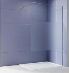 Душевая перегородка Aquatek Walk-in AQ.WI.140.3CH 140*200 с держателем L/R профиль хром, стекло прозрачное с матовой полосой без поддона