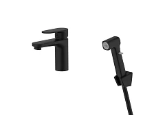 Смеситель Aquatek Ника AQ1812MB для раковины черный матовый с гигиеническим ручным душем