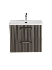 Тумба с раковиной BelBagno Дуэ/Due 50 оружейная сталь, ручки атласный никель
