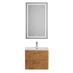 Комплект мебели BelBagno Дуэ/Due 50 Rovere Nature, ручки сатиновый никель,зеркало с функцией антизапотевания