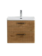 Тумба с раковиной BelBagno Дуэ/Due 60 Rovere Nature, ручки матовый темный никель
