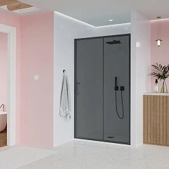 Душевая дверь в нишу Veconi Evo 100 B150*195, E1-B-150-12-C9  черная (без поддона)