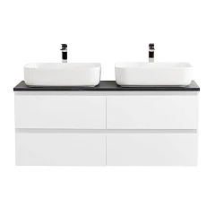 Тумба с раковиной BelBagno Крафт/Kraft 120 с четырьмя ящиками Bianco Opaco (столешница Marmo Nero Opaco)