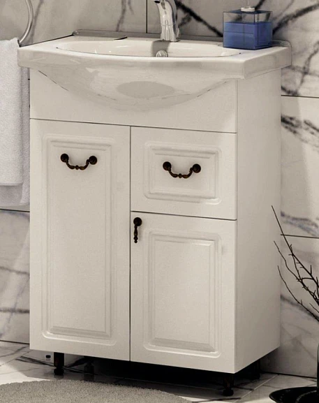 Тумба под раковину Corozo Элегия Ретро 60 Z1 белый глянец