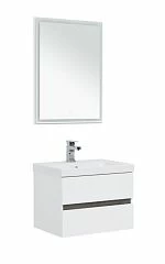 Комплект мебели Aquanet Беркли 60 белый глянец/дуб рошелье (зеркало белый глянец)