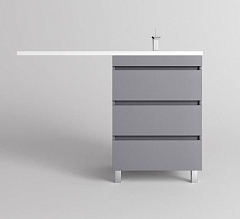 Тумба с раковиной Style Line Даллас Леон 120 R напольная 3 ящика серая матовая под стиральную машину