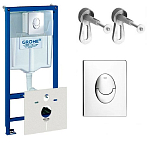 Система инсталляции для унитазов Grohe Rapid SL 38750001 клавиша смыва глянцевый хром Система инсталляции для унитазов Grohe Rapid SL 38750001 клавиша смыва глянцевый хром