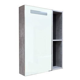 Зеркало-шкаф Comforty Франкфурт 60 с Led подсветкой бетон светлый L
