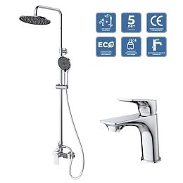 Комплект смесителей BelBagno Marino MARINO-DOCM/LVM-CRM (душевая стойка и смеситель для раковины)